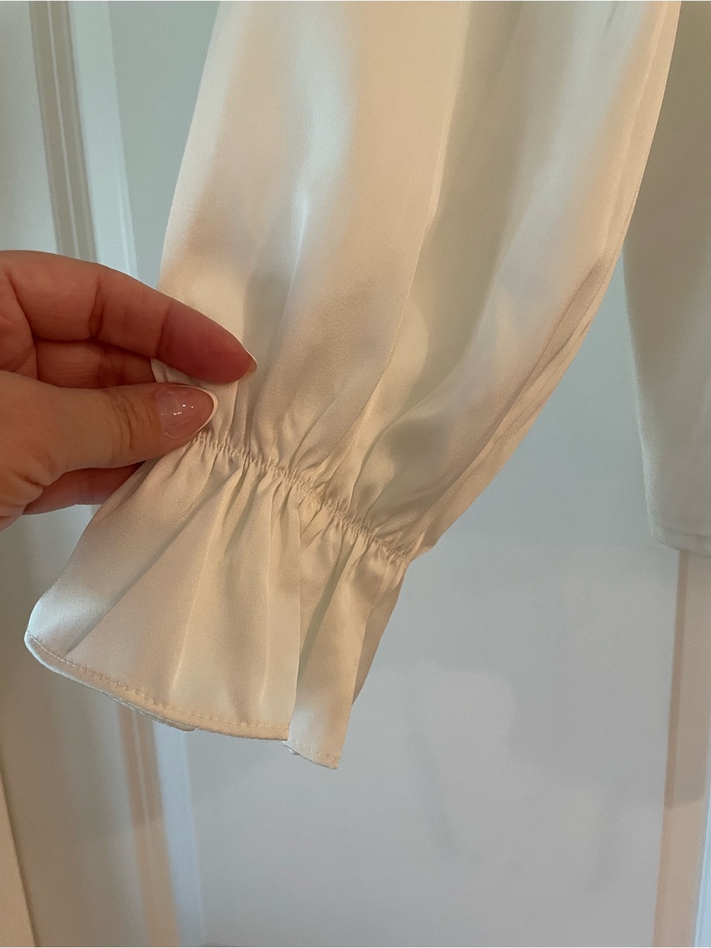 Ivory Ruffle Tie-Neck Blouse - Picture 4 of 6